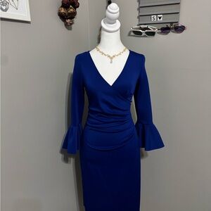 Elegant Blue Wrap Dress